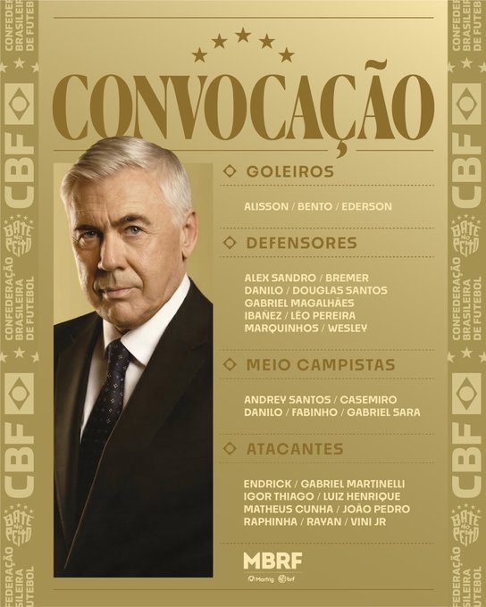 Fonte: X/@CBF_Futebol